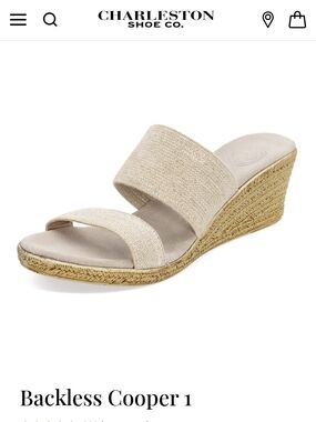 Charleston Shoe Co. Backless Cooper 1 Wedge Sandal Linen - 6